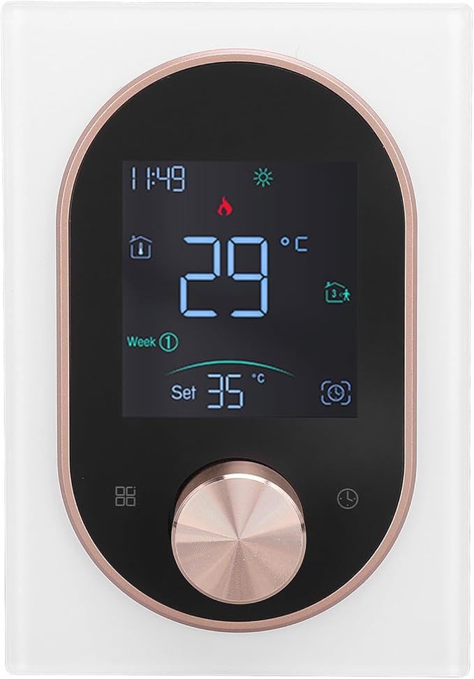 Smart Color Thermostat for Electric Heater LCD Programmable Touchscreen Control for Home Hotel Office with APP, ABS Aluminum Alloy Material (#3)