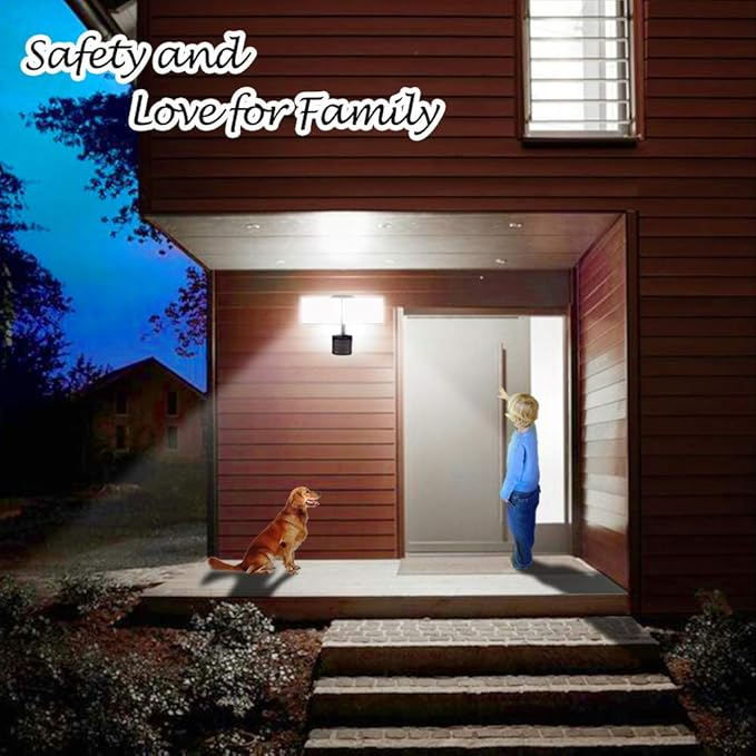 EMANER Dusk-to-Dawn Floodlights with Motion Sensor, 4 Lighting Modes, 2800lm 5000K Daylight White, IP65 Waterproof Outdoor LED Security Flood Light for Porch, Driveway, Garage (Black Fixture, 2-Pack)