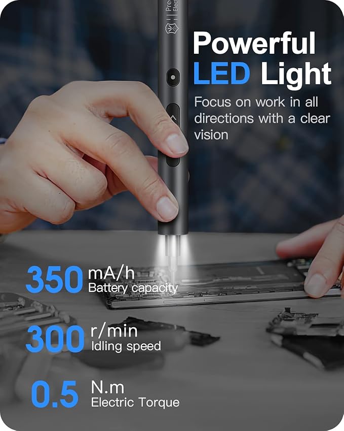 Kingsdun Mini Electric Screwdriver, 51 in 1 Cordless Precision Power Screwdriver Set with 48 Magnetic Bits, Rechargeable Repair Tool Kit with LED Lights for Phones Camera Watch Conputers Laptops Toys