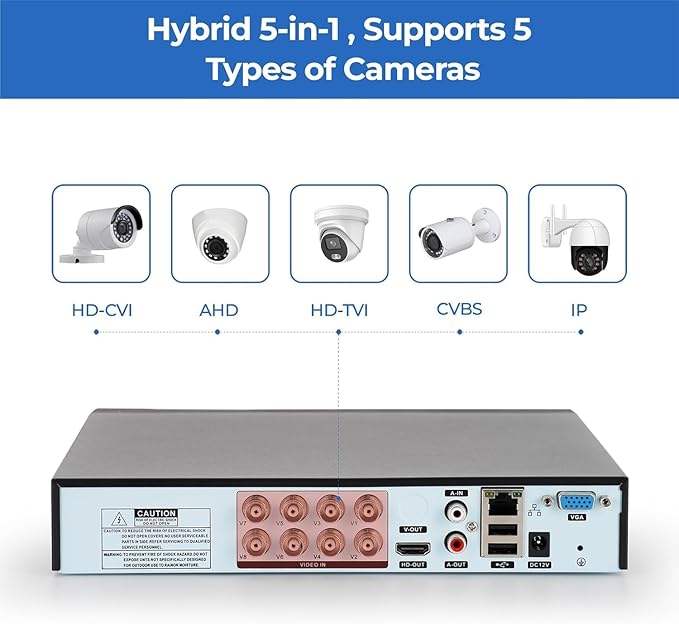 8 Channel 4 Camera Outdoor Wired CCTV System, Pre-Installed 500GB Hard Drive, Surveillance System, 1080p Full HD, 130 ft Infrared Night Vision, WDR & DNR, H.265, White Outdoor/Indoor Security Cameras