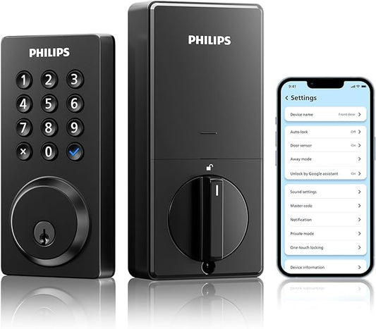 Philips WiFi Smart Door Lock, Smart Locks for Front Door, Keyless Entry Door Lock, Smart Lock Keypad Deadbolt, Buit-in WiFi, APP Remote Access, Compatible with Alexa & Google Assistant, Auto Locking