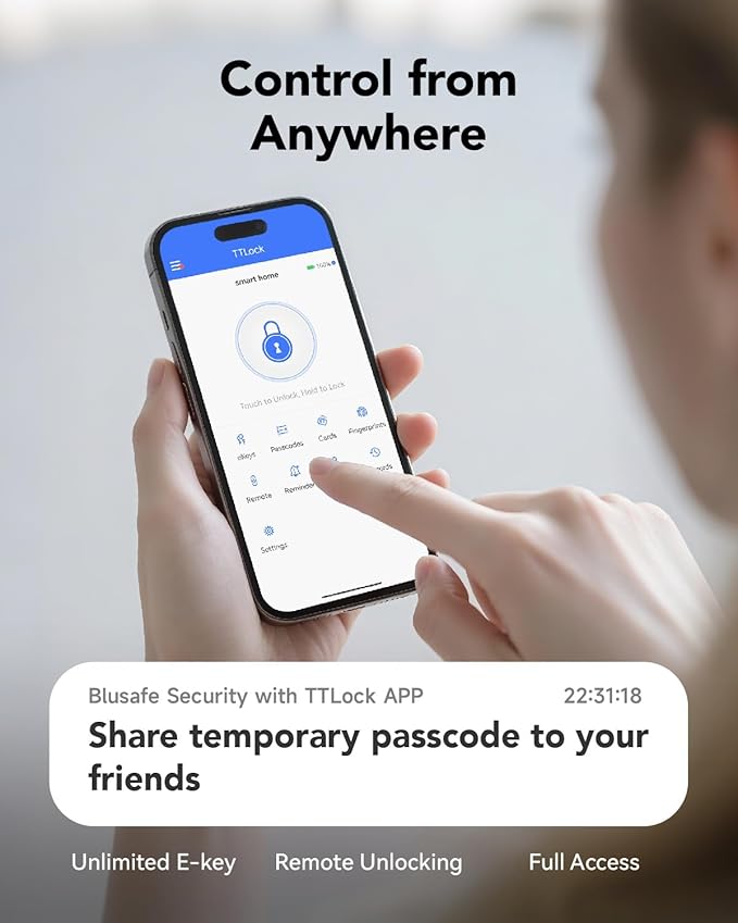 Electronic Smart Door Lock Fingerprint Door Lock with Keypad，Smart Lock for Front Door Children Proof Deadbolt IC Card, App Control & Mechanical Key 40–90mm Multipoint Locks (OSP Frosted Silver)