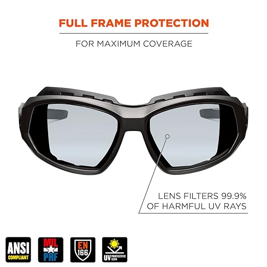 Ergodyne Skullerz Loki Convertible Anti Scratch Safety Spoggles Glasses-Includes Gasket and Strap to Convert to Goggle, Anti Fog
