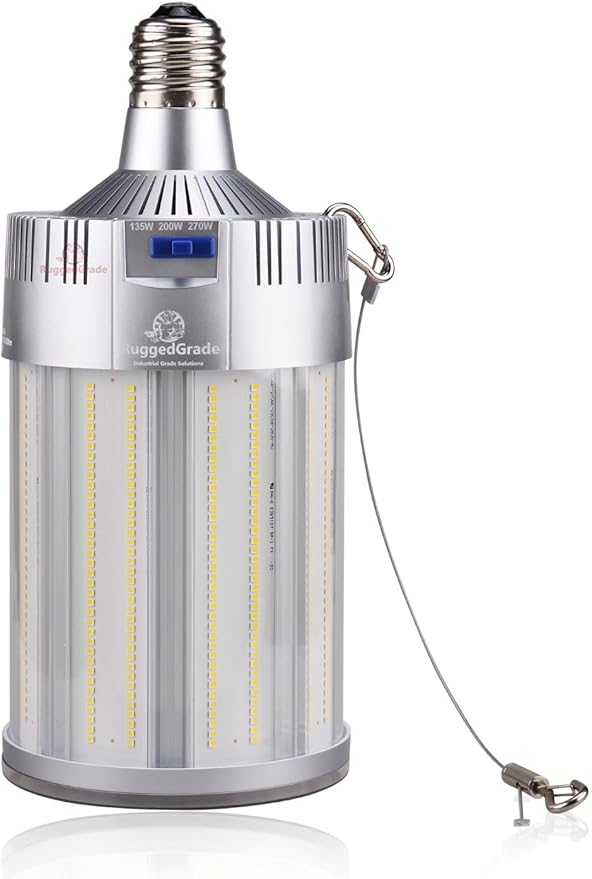 RuggedGrade Aries IV 270W LED Corn Bulb | 39,150 Lumens | 5000K | 277-480V | E39 Mogul Base | High Lumen Industrial Retrofit Light | DLC 5.1 Premium