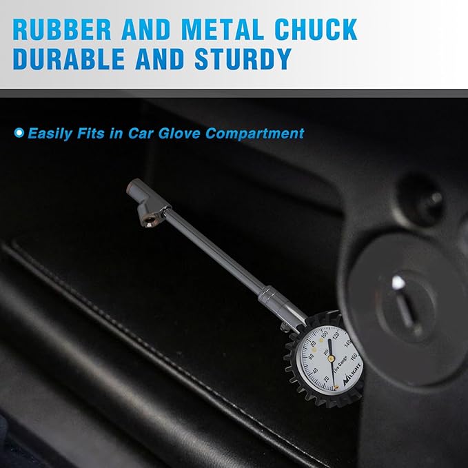 Nilight Tire Pressure Gauge 160PSI Heavy Duty Stainless Steel Dual Head Air Pressure Chucks ANSI B40.1 Certified Large 2" Dial Wheel Checker for Truck Semi Truck ATV Motorhome Cars & RV Accessories