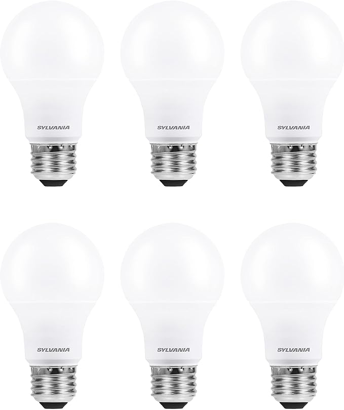 Sylvania LED A19 Light Bulb & Sylvania ECO LED A19 Light Bulb, 100W Equivalent, Efficient 14.5W, 7 Year, 1450 Lumens, Non-Dimmable, Frosted, 2700K, Soft White - 6 Pack (40885)