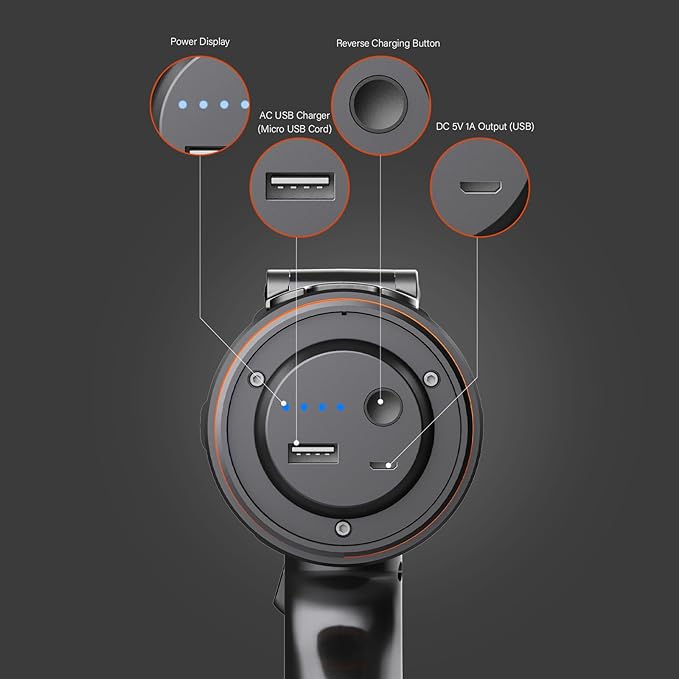 GOODSMANN Spotlight up to 2000 Lumen Marine Spotlight Waterproof Rechargeable Spot Lights Handheld Flashlight for Boats 9212-89203-01A
