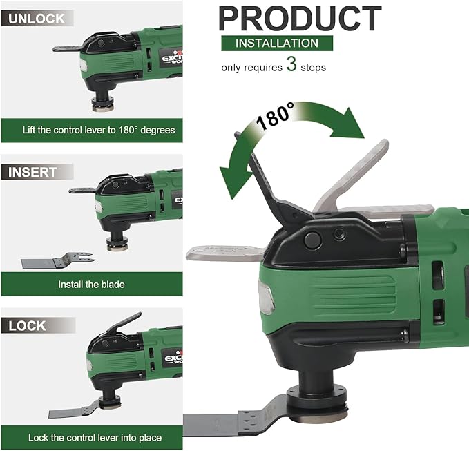 21V Cordless Oscillating Tool Kits, Brushless Oscillating Multitool with 6-variable speed, 2X3.0 Ah Battery and accessories for Cutting, Grinding, Scraping, Sanding