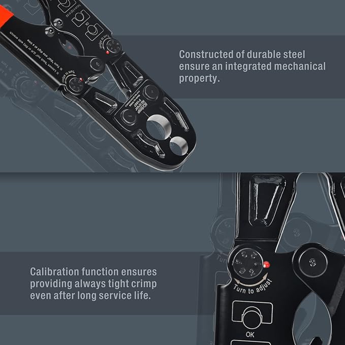 iCrimp 1/2 and 3/4-inch Combo Pex Pipe Crimping Tool for Copper Ring with Gauge meets ASTM 1807 Standard-manufactured by IWISS
