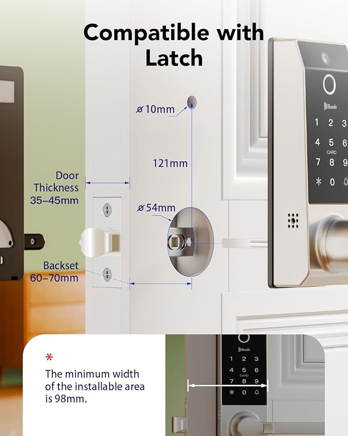 Smart Lock Doorbell Fingerprint Smart Door Lock Deadbolt for Homeowners or Parents Door Lock with Camera and Door Handle for Renters, Keyless Entry Door Lock for Front Door (Contour V Sand Nickel)