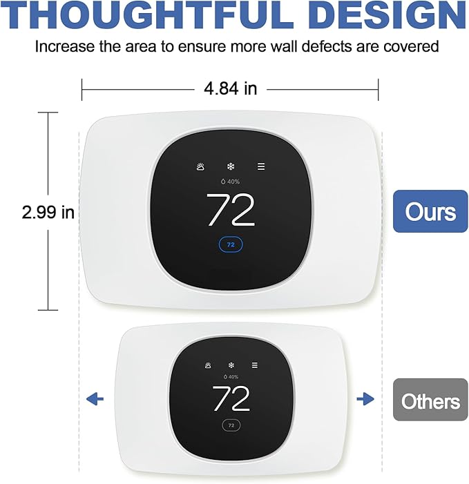AUURIO Thermostat Wall Plate Compatible with 2025 ecobee Smart Thermostat Essential Trim Kit Increased Decorative Coverage Stylish Programmable WiFi Thermostat Accessory Trim Plate Easy Installation