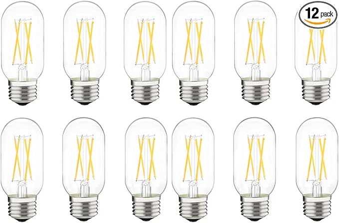 Dimmable LED Tubular Bulb 6W,E26 Clear Edison Bulb,60W Equivalent 600 Lumens, Antique Edison Style LED Filament Light Bulbs,Daylight White 5000K Pack of 12