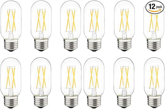 Dimmable LED Tubular Bulb 6W,E26 Clear Edison Bulb,60W Equivalent 600 Lumens, Antique Edison Style LED Filament Light Bulbs,Daylight White 5000K Pack of 12