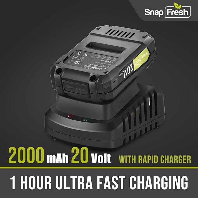 SnapFresh 20V Cordless Impact Drill-1/2" Power Drill/Driver Set,445in-lbs Torque Max,2 Variable Speeds, 43Pcs Bits w/case,2.0Ah Battery & Fast Charger Included, Power Tools