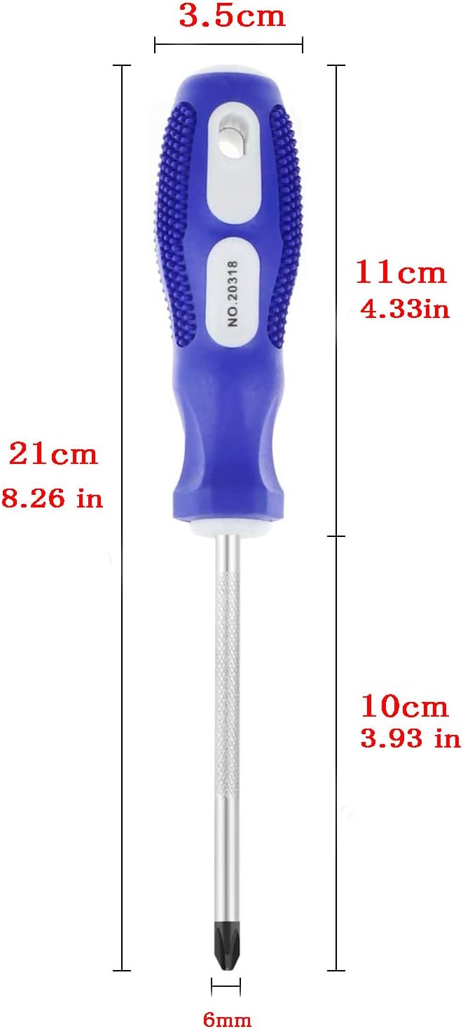 Slotted and Phillips Screwdriver, 4" Long Cross-head & Flat Blade （PH2）, 2 Packs Magnetic Screwdriver with Rubber Handle (4 inch)