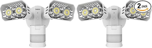 SANSI LED Security Lights, 18W (150Watt Incandescent Equiv.) Motion Sensor Lights, 1800lm 5000K Daylight Waterproof Outdoor Floodlights with Adjustable Dual-Head, White (Pack of 2)