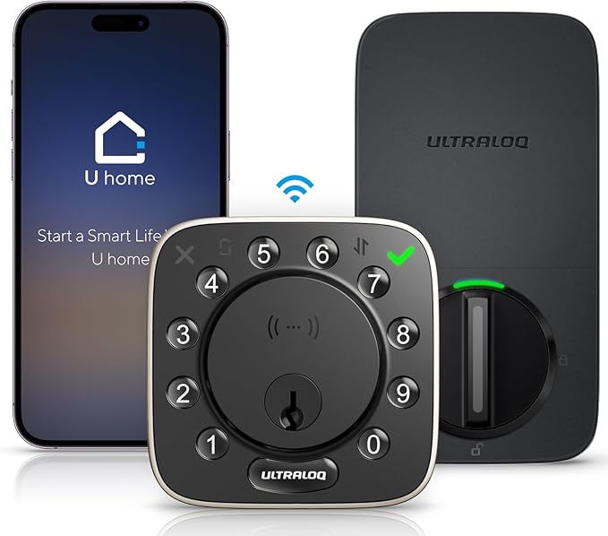 ULTRALOQ Bolt NFC WiFi Smart Lock with Door Sensor, Built in WiFi Deadbolt, Keypad Keyless Entry Door Lock, App Remote Control, Auto Unlock, IP65 Waterproof, 12 Months Battery