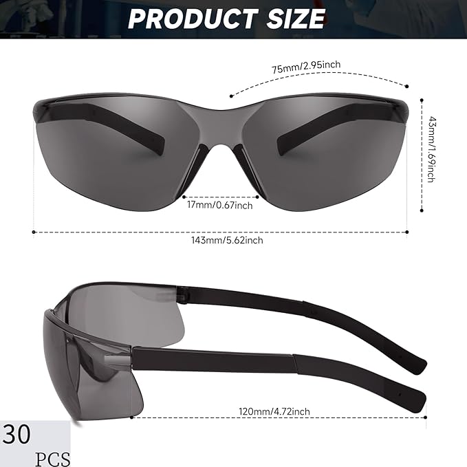 Safety Glasses for Men Women ANSI Z87.1 Safety Glasses Bulk Protective Eyewear Scratch-Resistant