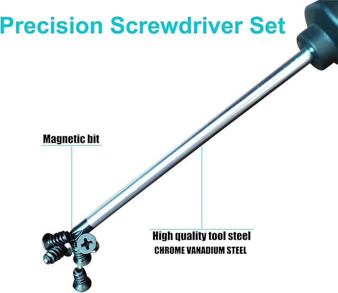 Magnetic Screwdriver Set, 6-Piece Screw Driver Kit with 3 Phillips and 3 Flat, Professional Non-Slip Cushion Grip Nut Driver Repair Tool Set. Stocking Stuffers for Men Gifts