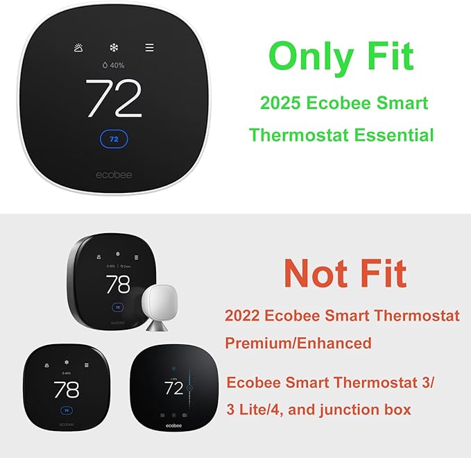 Wall Plate Cover Compatible with Ecobee Smart Thermostat Essential, Practical Ecobee Thermostat Trim Kit, Programmable WiFi Thermostat Accessory (White)
