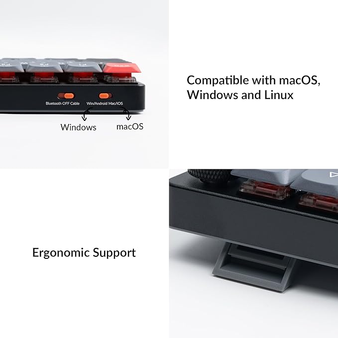 Keychron K17 Pro QMK/VIA Low-Profile Custom Wireless Mechanical Keyboard 96% Layout Programmable Knob Bluetooth/Wired White Backlight Compatible with Mac Windows Linux