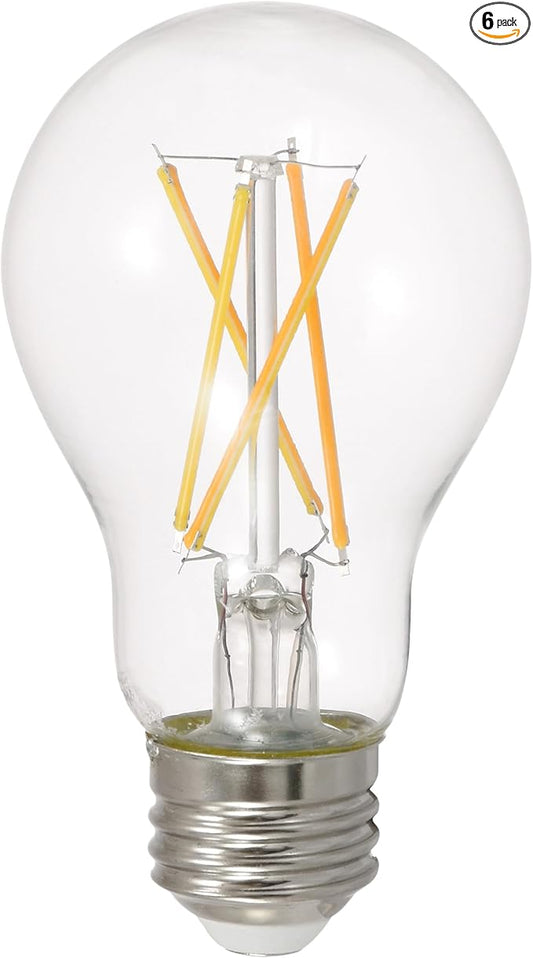 LEDVANCE Sylvania LED TruWave Natural Series A19 Light Bulb, 100W Equivalent, Efficient 15W, 1600 Lumens, Medium Base, Dimmable, Clear, 2700K, Soft White (42307) 6 Count (Pack of 1)