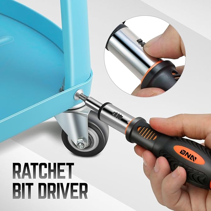 DNA Motoring TOOLS-00039 General Hand Tool Kit with Multi-Bit Screwdriver Hex Keys, Wrench - Orange/Black Flat Head Tool Set