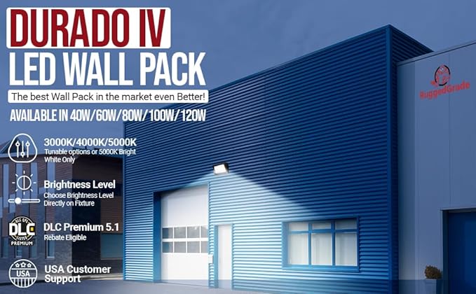 RuggedGrade 150W LED Wall Pack - Durado III Series - 21,700 Lumens - 5000K Bright White - Semi Cut-Off - Outdoor LED Wall Light - DLC 5.1 Premium
