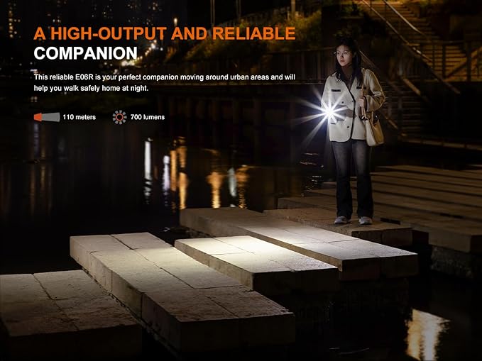 Fenix E06R 700 Lumen USB Rechargeable LED Keychain Flashlight/UV/Blacklight with EdisonBright Accessory case Bundle (Turquoise)