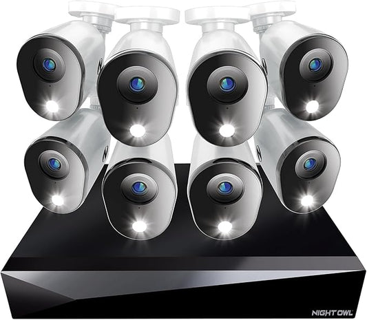 Night Owl 2-Way Audio 20 Channel DVR Video Home Security Camera System with (8) Wired 1080p HD Indoor/Outdoor Deterrence Cameras and 1TB Hard Drive (Add up to 4 Wi-Fi Cameras) (8 Camera)