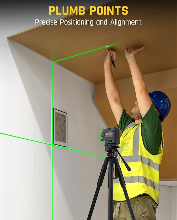 Fanttik D2 APEX Laser Level with Plumb Points, 100 ft Self-Leveling Green Cross Line Laser with LED Display, 170° Horizontal Wide Angle, Magnetic Bracket, for Picture Hanging and Home Improvement