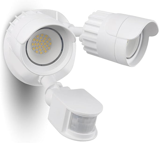 LED Motion Sensor Outdoor Lights, 34W 3500LM 5000K Daylight, IP65 Waterproof, Dusk to Dawn Flood Light, 2 Head Motion Detector Security Lights for Outside, Patio, Garage, Yard (White, 1 Pack)