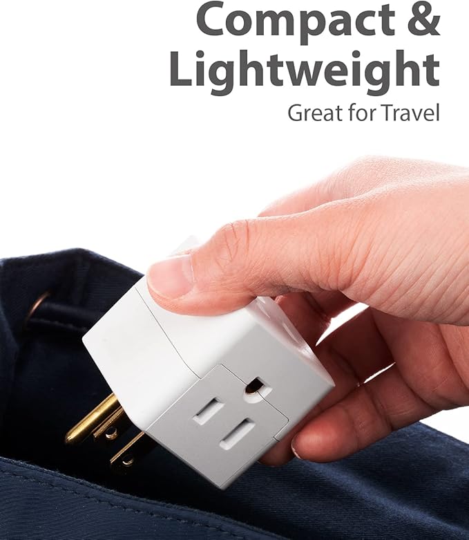 Fosmon 3 Outlet Wall Adapter Cube Tap, 6 Pack, 90 Degree Wall Tap Triple Power Adapter, Outlet Splitter 3 Prong, Multi Plug Outlet, 3 Way Plug Adapter, Outlet Extender for Home or Travel, ETL Listed
