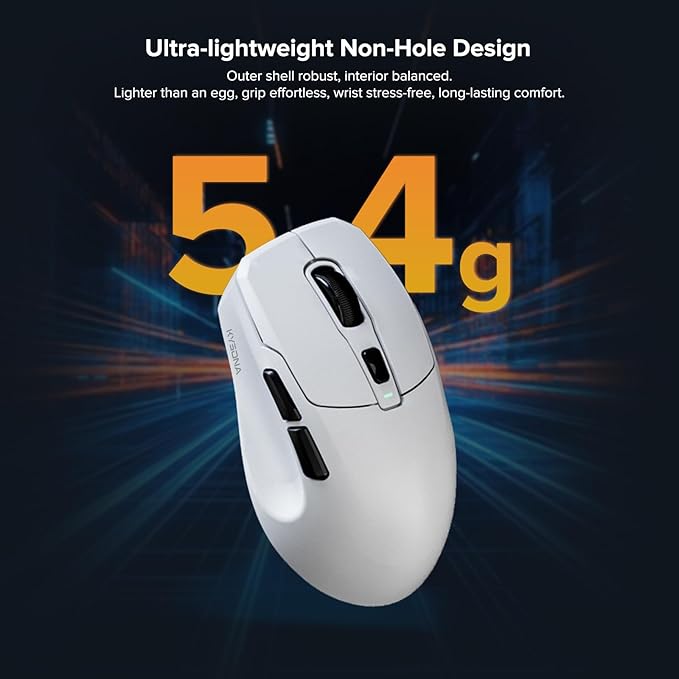 Wireless Gaming Mouse, 26000 DPI, 8K Polling Rate, Tri-Mode 2.4GHz/USB-C/Bluetooth Ergonomic Mouse with Web-Driven, Ice-Cooling Coating, Rechargeable Gaming Mice for Laptop/PC/Mac/Xbox, White