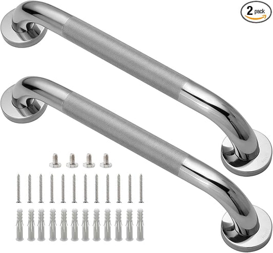 Shower Grab Bar, 2 Pack 16 Inch Bathroom Grab Bar, 1.25" Diameter 304 Stainless Steel Anti-Slip Grab Bars for Bathtubs and Showers, Handicap Shower Grab Bar for Seniors Elderly