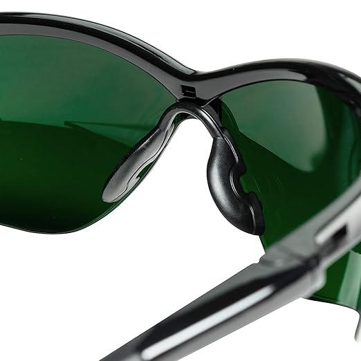 Jackson Safety 50010 Lightweight, Ultra-Strong, SG Safety Glasses, Soft Touch Temples, Flexible Nose Piece, Anti-Scratch Coating, Infrared and UV Protection, Shade 5 IR Lens, Black Frame (Pack of 12)