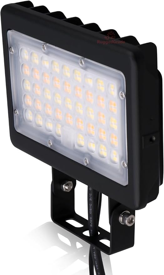 RuggedGrade 50W LED Flood Light | Kivo II Series | 7,150 Lumens | Color Selectable 3000K/4000K/5000K | High Efficiency 145LM/W | Outdoor Waterproof Security Light | Yoke Mount | DLC 5.1 Premium