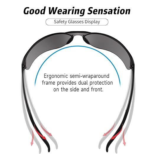 Tinted Safety Glasses Bulk of 10 ANSI Z87.1 Protective Eyewear Scratch-Resistant for Work, Lab, Construction