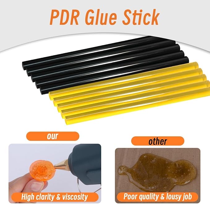 Super PDR 74PCS Car Dent Repair Kit, Small Dent Puller Kit, Adjustable Metal Dent Remover Tools with 58PCS High Viscosity Pull Tabs for Auto Body Large & Small Dents, Door Ding, Hail Damage