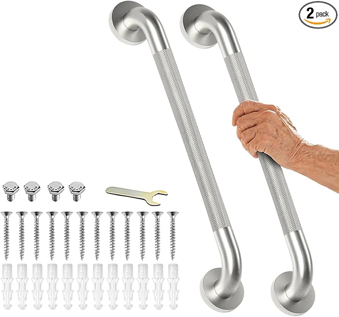 Grab Bars for Bathtubs and Showers 2 Pack 24'' Safety Grab Bar, Heavy Duty Shower Handle Bath Handrails for Seniors and Elderly, Bathroom Safety Grip