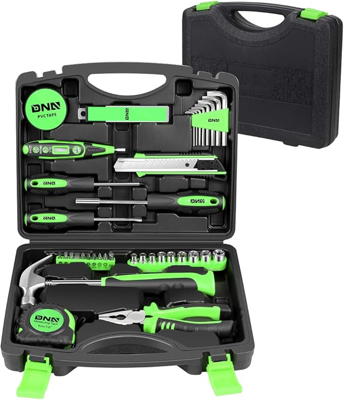 DNA MOTORING Green 46 PCs Home Tool Set Electonic Repair Precision Screwdriver Voltage Tester Hammer Plier DIY Kit (TOOLS-00015)
