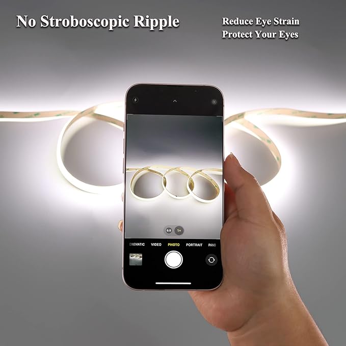 JOYLIT 24V COB LED Strip 16.4ft Dual Row IP65 Waterproof 1005lm/ft Ultra Bright CRI 95+, UL Premium 5000K Day White 125W 960LEDs/M High Density Adhesive Tape Light for Commercial, Industrial, Home