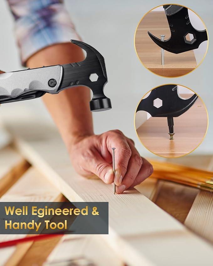 Dad Gifts for Fathers Day from Daughter Son Wife - Multitool Hammer Gifts for Men Camping Accessories 13 In 1 Survival Multi Tools Hammer Cool Gadgets for Men Adults Husband Grandpa Women Birthday