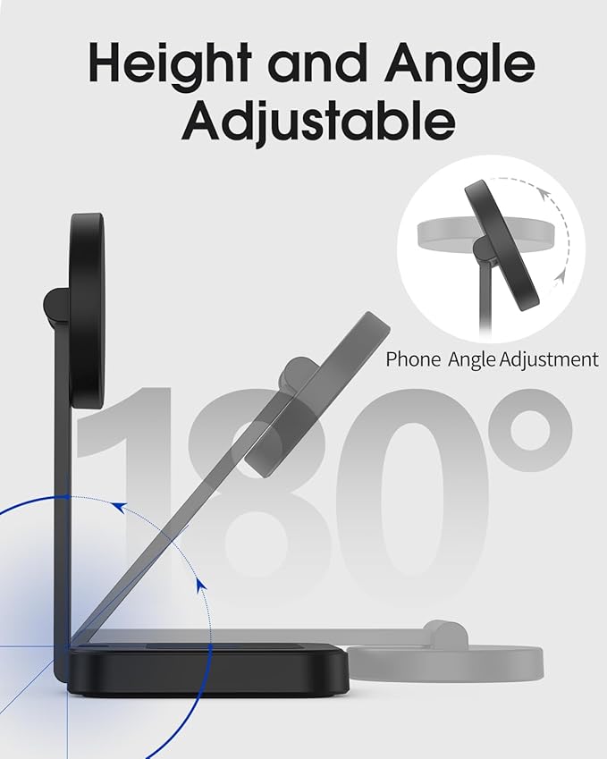 Magnetic Charging Station for iPhone 16 15 14 13 12 Series, Foldable Wireless Charger for Multiple Devices, Faster Mag-Safe Charger Stand, Portable Charging Stand for AirPods 4/3/2/Pro, Phone Holder