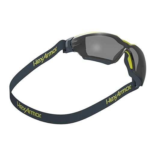 HexArmor MX350 Grey Tint Anti Fog Eyewear with Gas Resistant Neoprene Strap