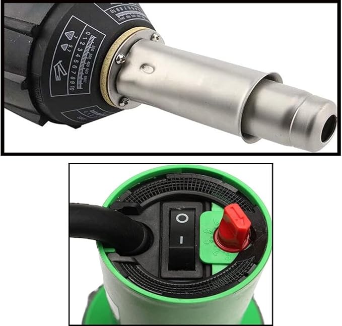 Hot Air Plastic Welder Welding Gun Plastic Repair Welder Kit, 2 Flat Welding Nozzles, 40mm Silicone Seam Roller and Brass Seam Roller