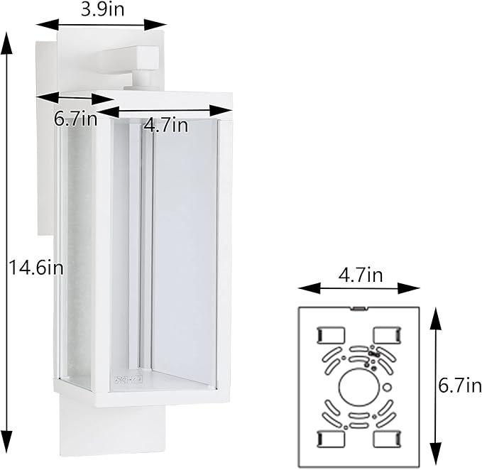 Lustrlach 2 Pack White Dusk to Dawn Outdoor Wall Lights for House LED Photocell Exterior Light Fixture with Glass IP54 Waterproof Modern Patio Light for Garage Indoor Entryway Garden,3000K,14IN