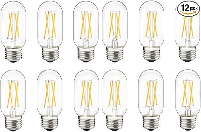 Dimmable LED Tubular Bulb 6W,60W Equivalent 600 Lumens, Antique Edison Style LED Filament Light Bulbs, E26 Clear Edison Bulb Daylight 4000K Pack of 12