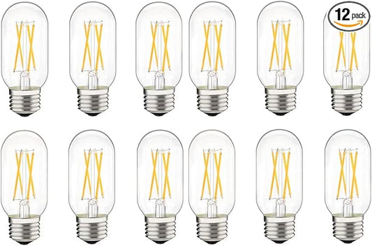 Dimmable LED Tubular Bulb 6W,60W Equivalent 600 Lumens, Antique Edison Style LED Filament Light Bulbs, E26 Clear Edison Bulb Daylight 4000K Pack of 12
