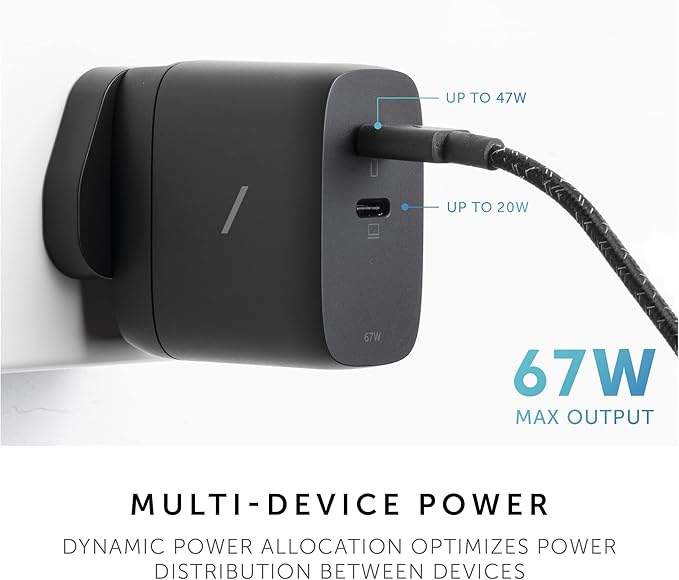 Native Union Fast GaN Charger PD 67W – Ultra-Compact Multi-Device Power Delivery Enabled USB-C Charger Up to 67W – for MacBook Pro, iPads, iPhones, Pixel, Galaxy & Other Type-C Devices (Black)
